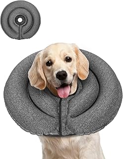 MIDOG Dog Cone Collar for Large Medium Dogs, Soft Inflatable Dog Cone Alternative After Surgery, Adjustable Protective Recovery Cone - Patented Alternative E Collar Does Not Block Vision (Gray-L)