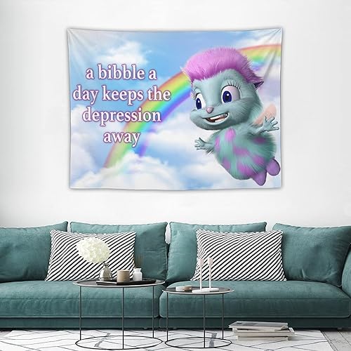 Miniatura 5 de BionZax A Bibble A Day Keep The Depression Away - Tapiz de pared para dormitorio, dormitorio universitario o sala de estar, divertidos tapices