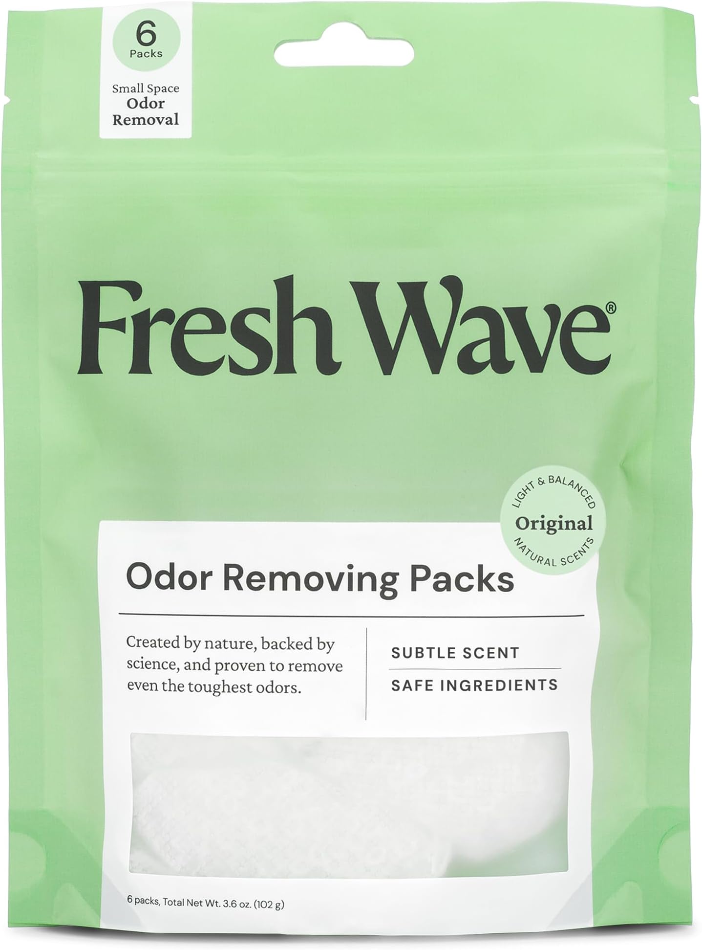 Odor Eliminating & Deodorizing Packs, Bag of 6 - Safer Odor Relief for Small Spaces, Natural Plant-Based Odor Eliminator, Odor Absorbers for Home