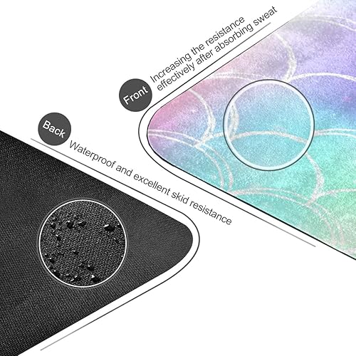 Miniatura 5 de Rainbow Galaxy Mermaid Scales Toalla de yoga antideslizante gruesa para niños, respetuosa con el medio ambiente, de goma, plegable, esterilla de