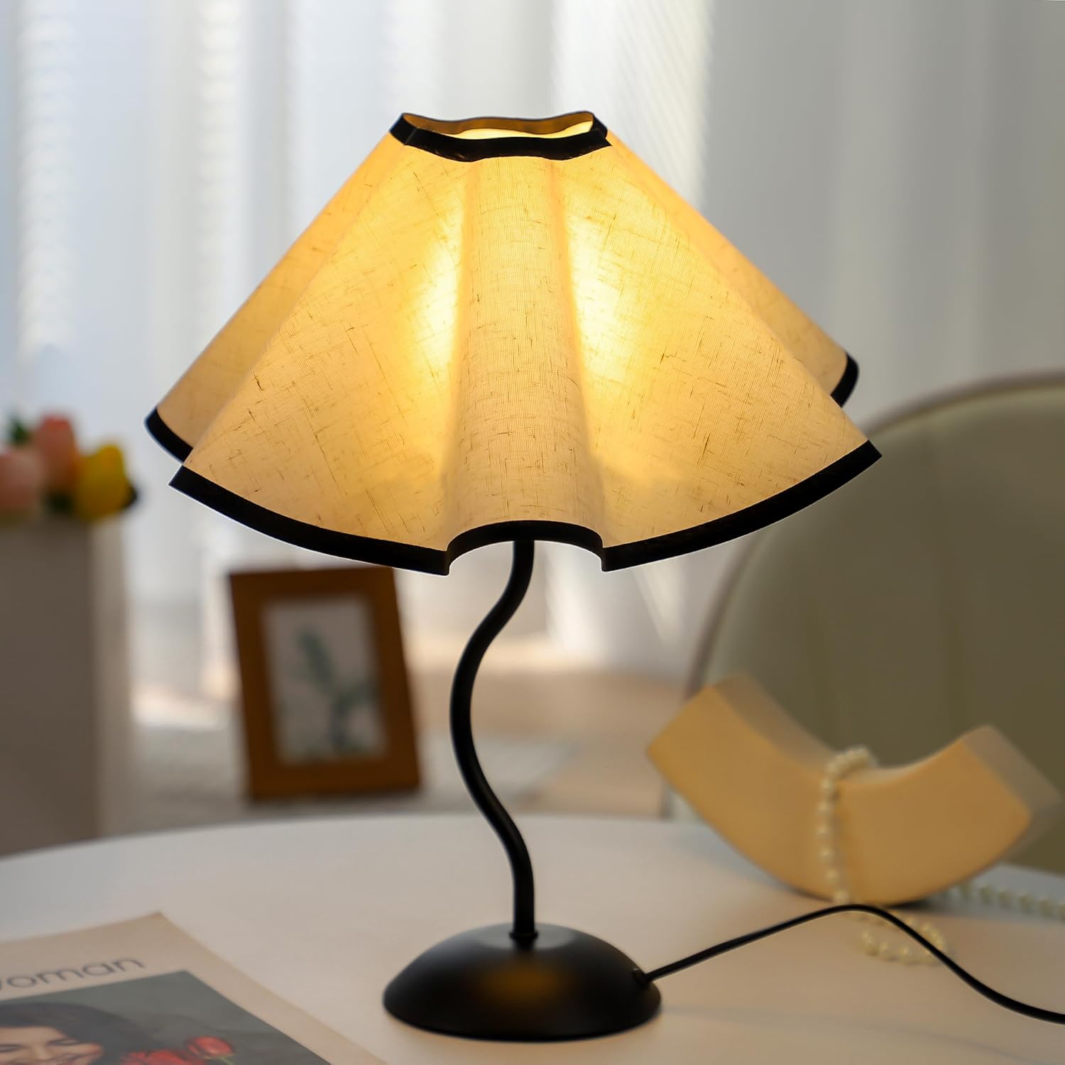 WSYEAR 3 Color Bedside Nightstand Lamp for Living Room and Bedroom - Traditional Tall Retro Desk Lamp with Black Base for Kids Reading