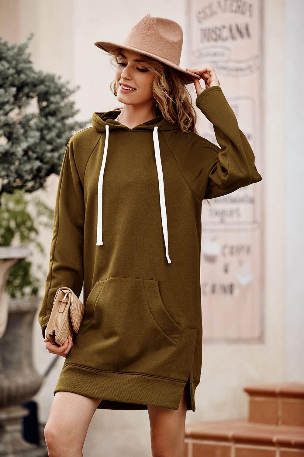 PRETTYGARDEN Sweatshirt for Women 2026 Fall Oversized Pullover Long Sleeve Casual Hoodie Dress Kangaroo Pocket Winter Clothes