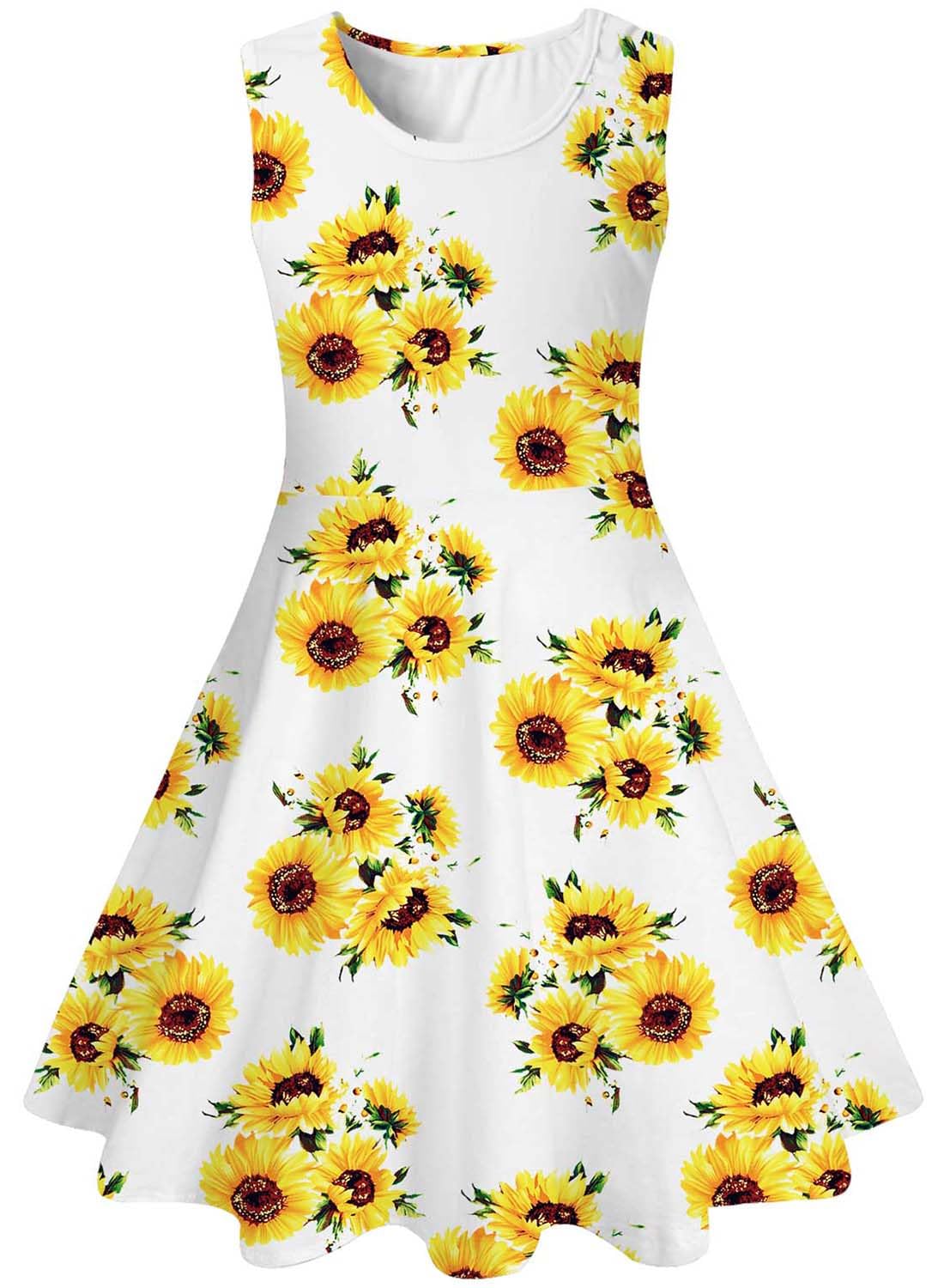 kids4ever Mädchen Kleid Ärmellos Sommerkleid Rundhals A-Linie Swing Kleid Meerjungfrau Galaxie Prinzessin Party Geburtstag 4-12 Jahre