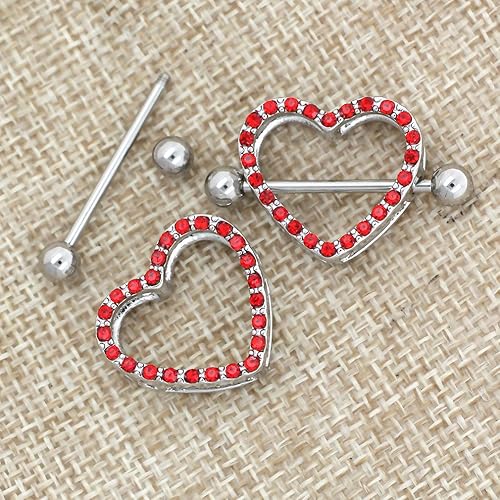 Vista 4 de Excepro Piercing para pezón de acero inoxidable quirúrgico 316L con forma de corazón de 14G