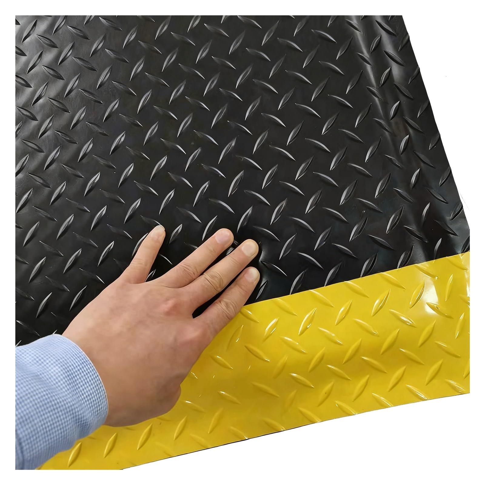 IBOWZ Alfombrilla ergonómica antifatiga para Escritorio de pie con Borde de Seguridad Amarillo - Alfombrilla Comercial para aliviar el estrés