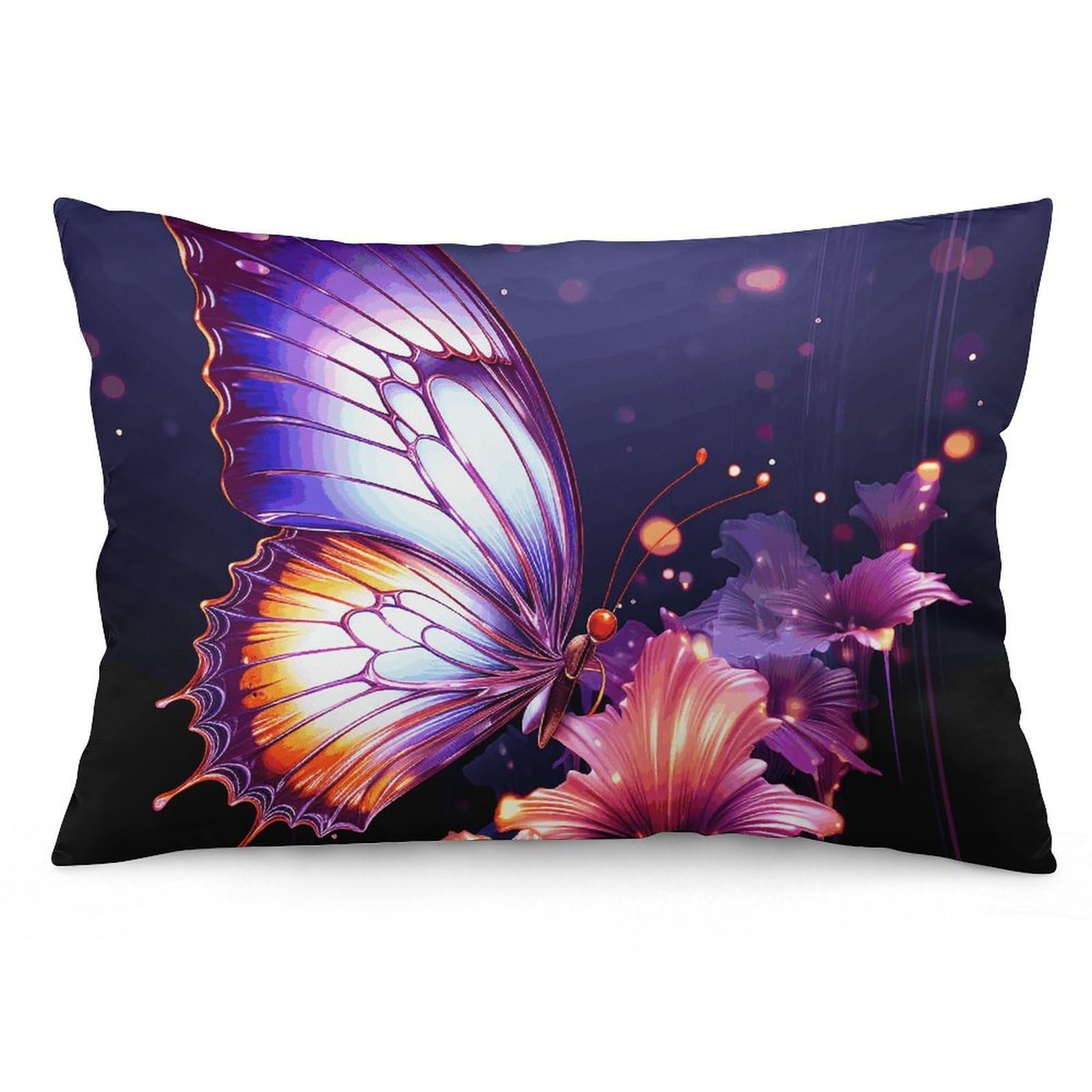 2 Pack Pillow Cases for Hair and Skin, Soft Breathable Pillow Case Covers with Hidden Zipper, Purple Butterfly Pillowcase 16 "x24 Pillow Covers for Sleeping Gift
