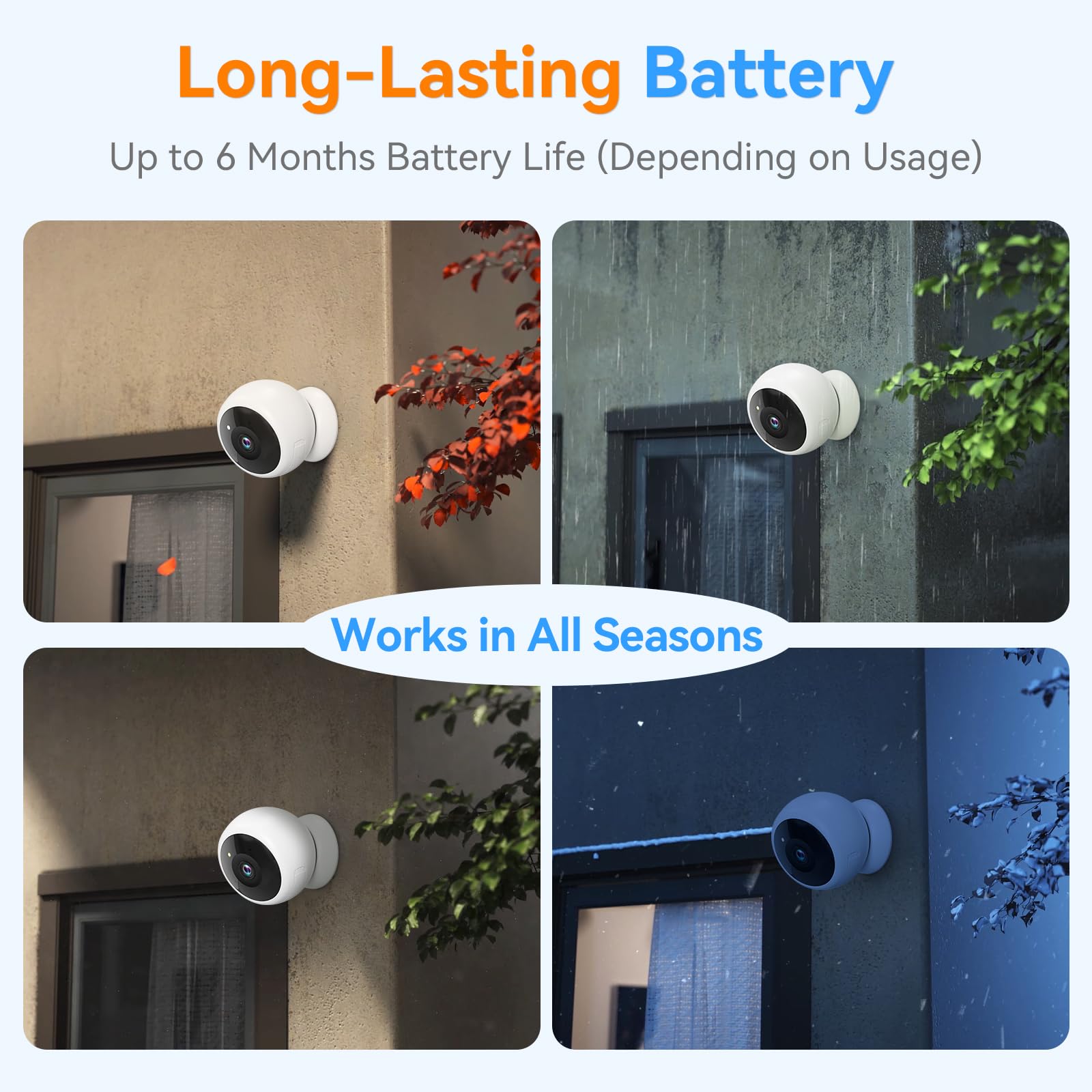 Thybro Telecamera di sicurezza magnetica wireless, video HD 2K, rilevamento del movimento AI, alimentazione a batteria, audio a 2 vie, visione notturna a colori IR, impermeabile, sorveglianza esterna