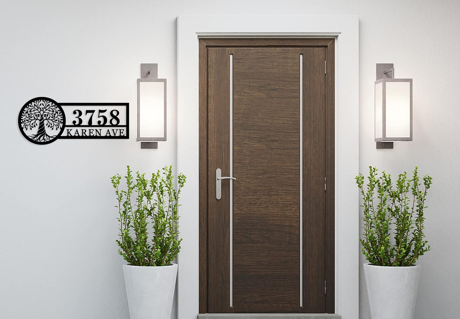 Tree of Life Metal Address Plaque - Personalized Modern House Numbers Sign for Outdoor, Custom Home Decor, Unique Housewarming Gift