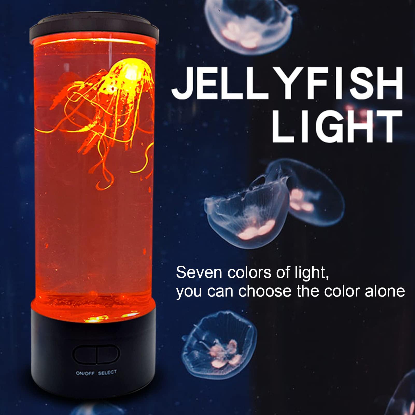 Quallen-Lava-Lampe, schwimmend, USB-Farbwechsel, lebensechtes LED-Aquarium, Nacht-Stimmungslicht, mehrfarbiger Farbverlauf, Schreibtisch-Ambiente-Dekoration für Kinderzimmer,