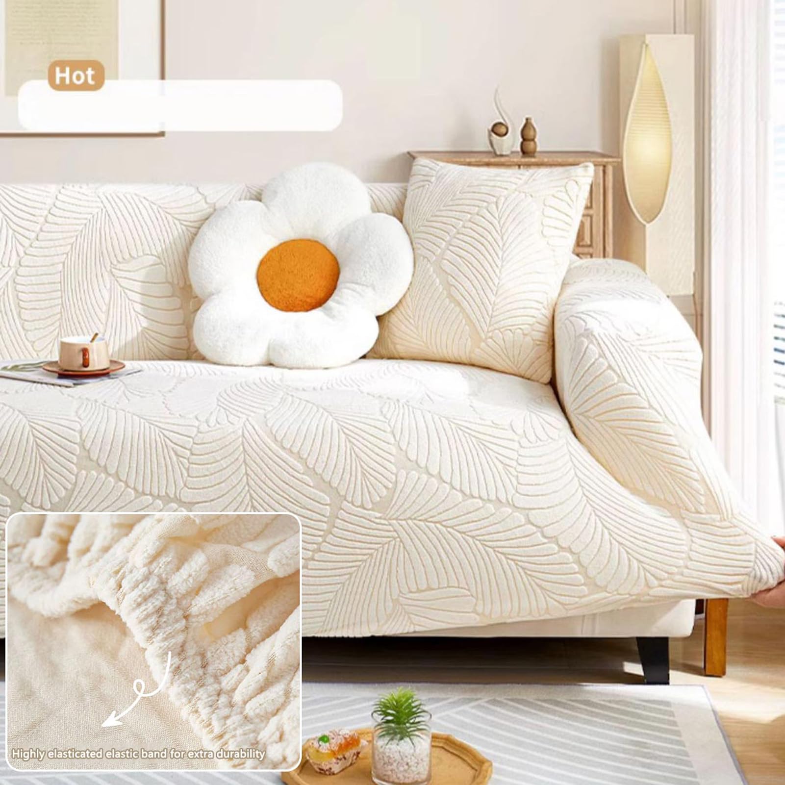 Stretch Samt Sofabezug 1 2 3 4 5 Sitzer für Ecke L-Form Sofa Überzug 1 Stück Universelle rutschfeste Couchbezug mit Elastischen Boden Möbelschutz