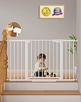 Vista 34 de Cumbor - Puerta de bebé extra alta de 36" de 29.7"-51.5", puerta de seguridad con cierre automático para escaleras, puerta para perros de paso fácil