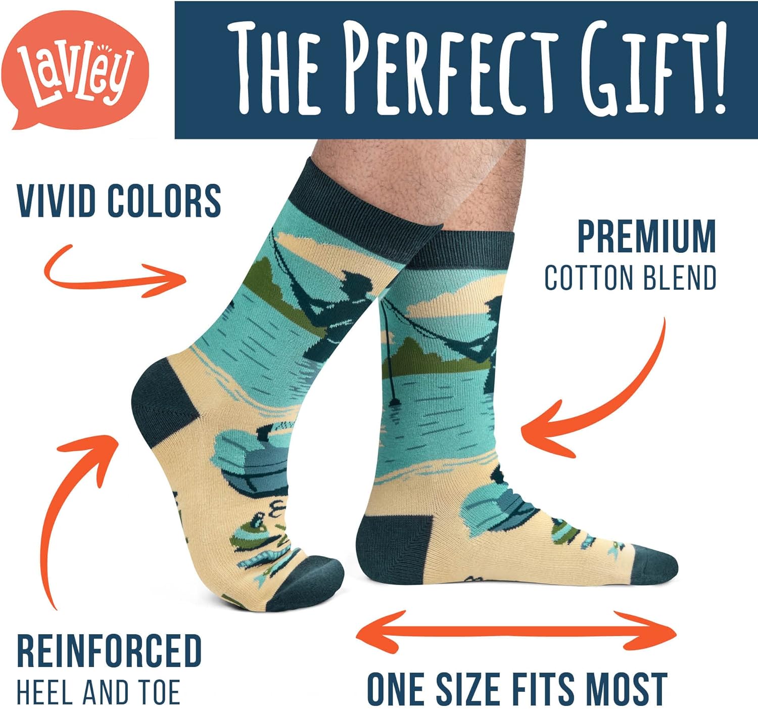 Lavley Fishing and Hunting Socks - Can’t Today, My Arm Is In a Cast, Funny Gag Gift for Hunters, Fishermen, Outdoorsmen, Birthday or Father’s Day Gift, Unisex One Size - Image 4