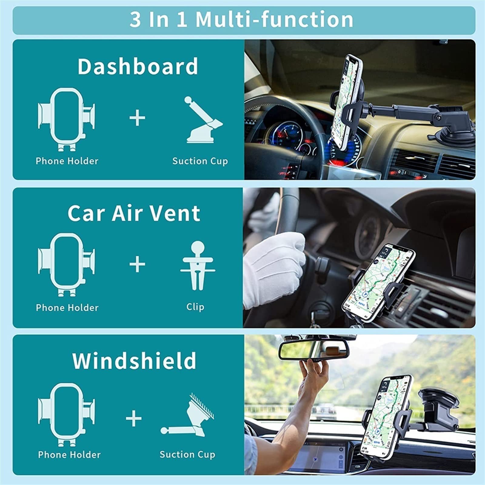 Soporte De Teléfono para Coche Soporte con Ventosa Rotación De 360 ° Soporte De Teléfono Ajustable Soporte De Navegación GPS Piezas De Modificación De Coche Soporte GPS teléfono