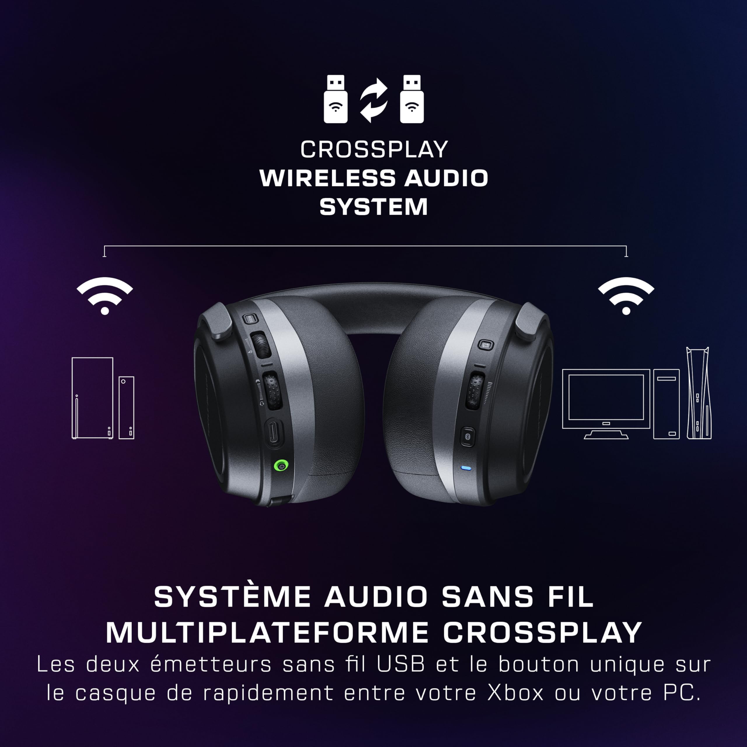 Turtle Beach Stealth 700 Noir Casque Gaming sans Fil w/ 80hr Batterie, Écouteurs de 60mm, Deux émetteurs et Bluetooth pour Xbox Series X ou S, PC et Mobile