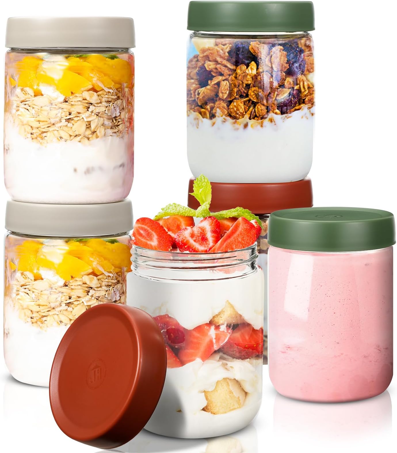 Blisome 22 oz Overnight Oats Jars with Lids and Spoons Set