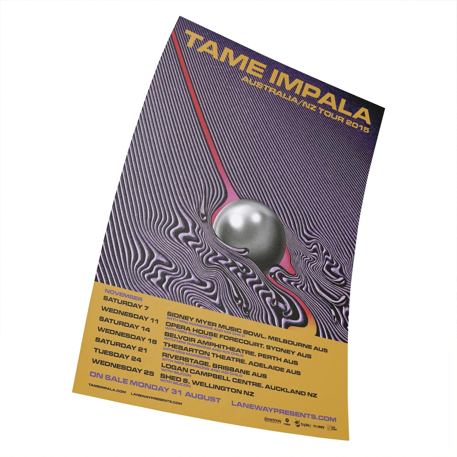 Tame Impala Currents Tour 2015 Poster print Size 11 x 17 Inches (28 cm x 43 cm) (280mm x 430mm) Gift Decorative Print Wall