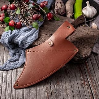 DAXXIN Meat Cleaver,Cleaver Knife, 7.8inch Sharp stainless steel cutting chicken and duck meat knife slaughtering knife tiger pattern outdoor axe knife(With sheath)