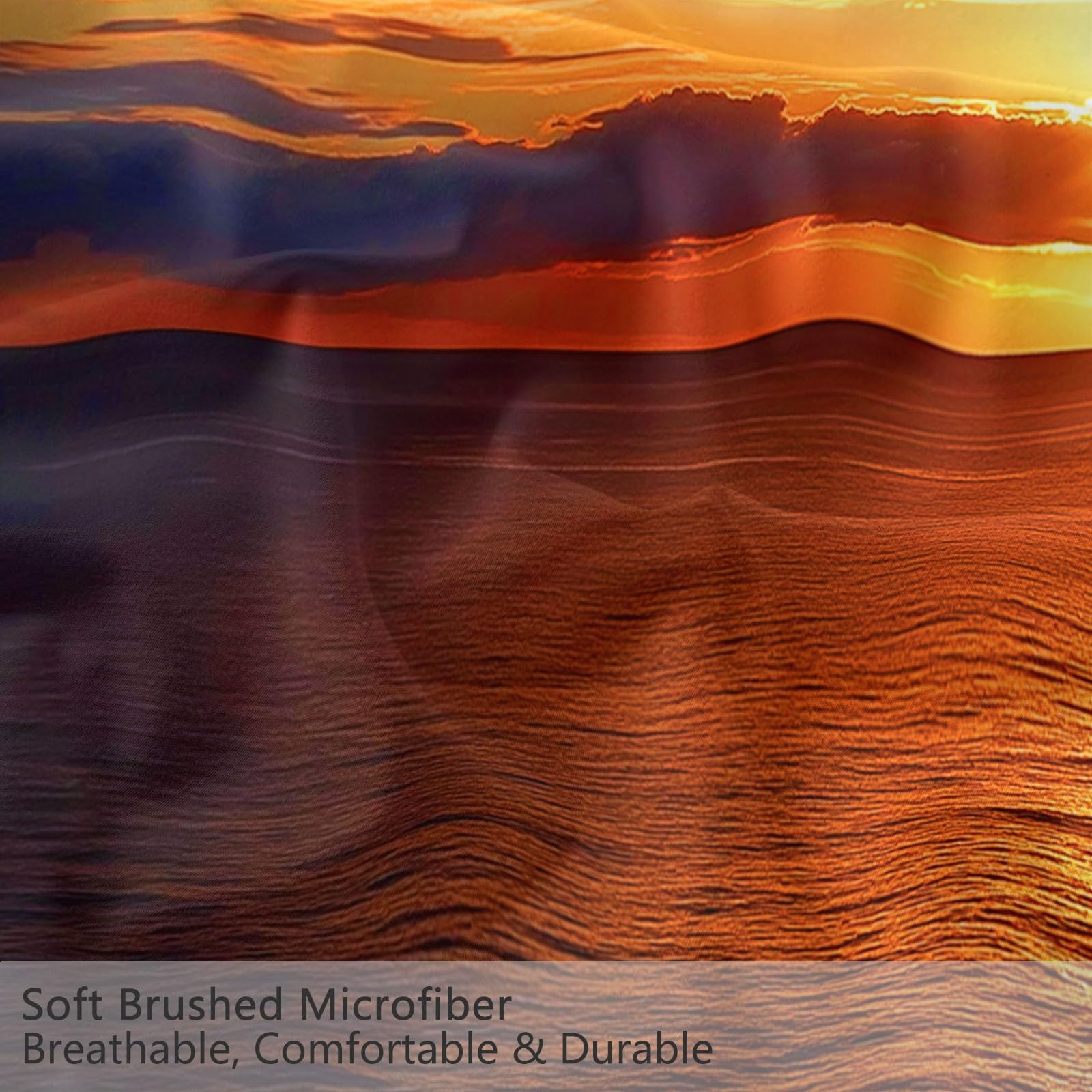 Pościel 240 x 220 cm, żółta pościel – dwustronny komplet pościeli z mikrofibry, poszewka na poduszkę z poszewką na poduszkę, nie wymaga prasowania i nie gniecie się, natura, zachód słońca, krajobraz
