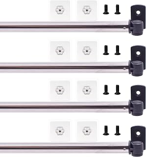 YYST Type A 16" - 28" Self Adhesive Curtain Rod No Drilling Cupboard Bars Petite Café Self Adhesive Window Curtain Rod Cafe Sidelight Sash Rods W Seflf Adhesives (Black-4)