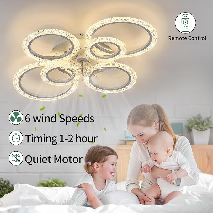 Ventilador de Techo 35 Pulgadas con Luz LED y Control Remoto miniatura 4