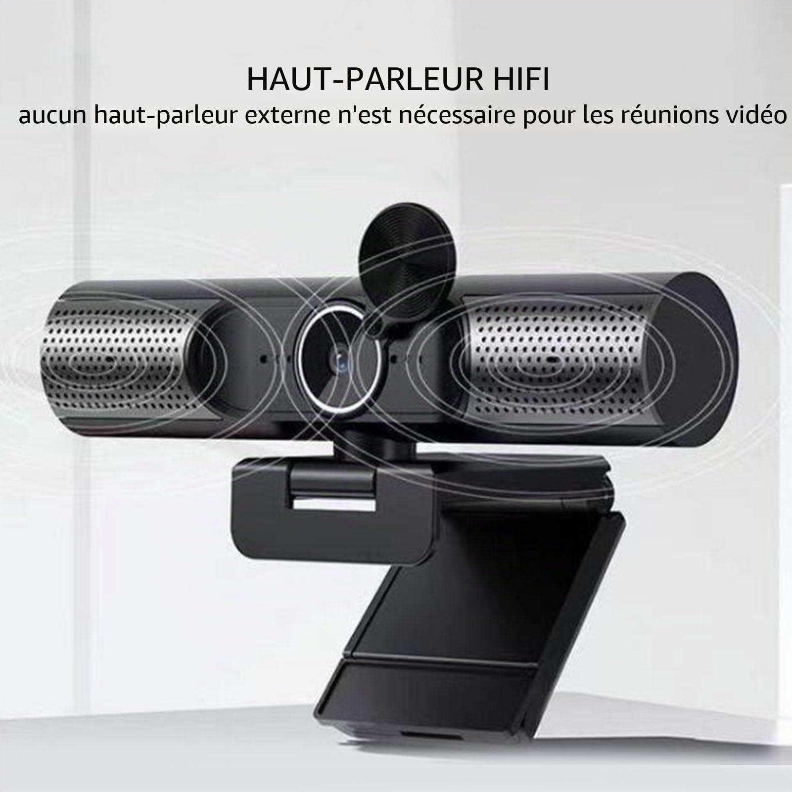 Webcam 2K 30 Fps à Mise au Point Automatique avec Haut-Parleur HiFi et Micro à Réduction de Bruit, Caméra PC Plug and Play pour Ordinateur Portable de Bureau, Adaptée pour