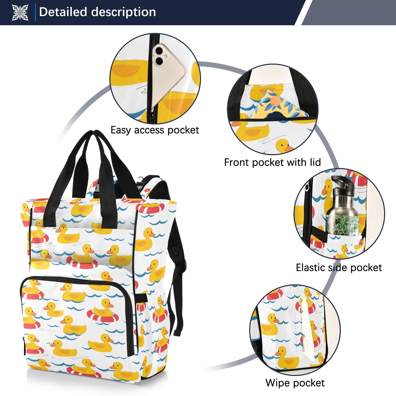 Mnsruu Duck Swim - Borsa per pannolini per bambini, grande, impermeabile, da viaggio, per mamme e papà