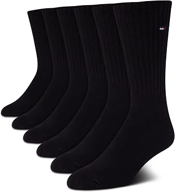 Tommy Hilfiger Mens 6 Pack Cotton Stretch Cushioned Athletic Crew Socks