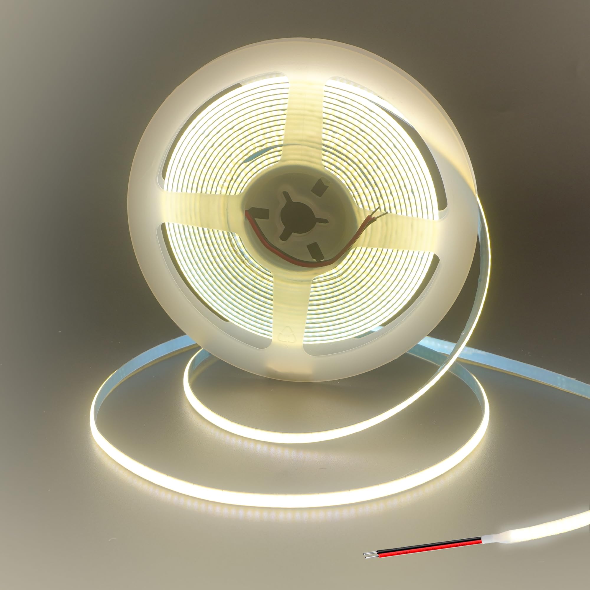 Clearhill Men's Natural White 4000K 12V 5Mm Width Cob 400Led Strip Lights With Bare Wire (No Power Supply),16.4Ft/5M,,400Leds/M,Cri90,Electroplated Double-Sided Panel,10W/M,Not Waterproof,For Indoor Diy