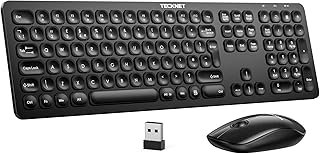 Wireless Keyboard and Mouse Set, TECKNET Silent 2.4G USB Cordless Keyboard Mouse Combo, Long Battery Life, Full Size Ergonomic Wireless Keyboard for Laptop, Computer，PC, Windows, Mac, Chrome OS