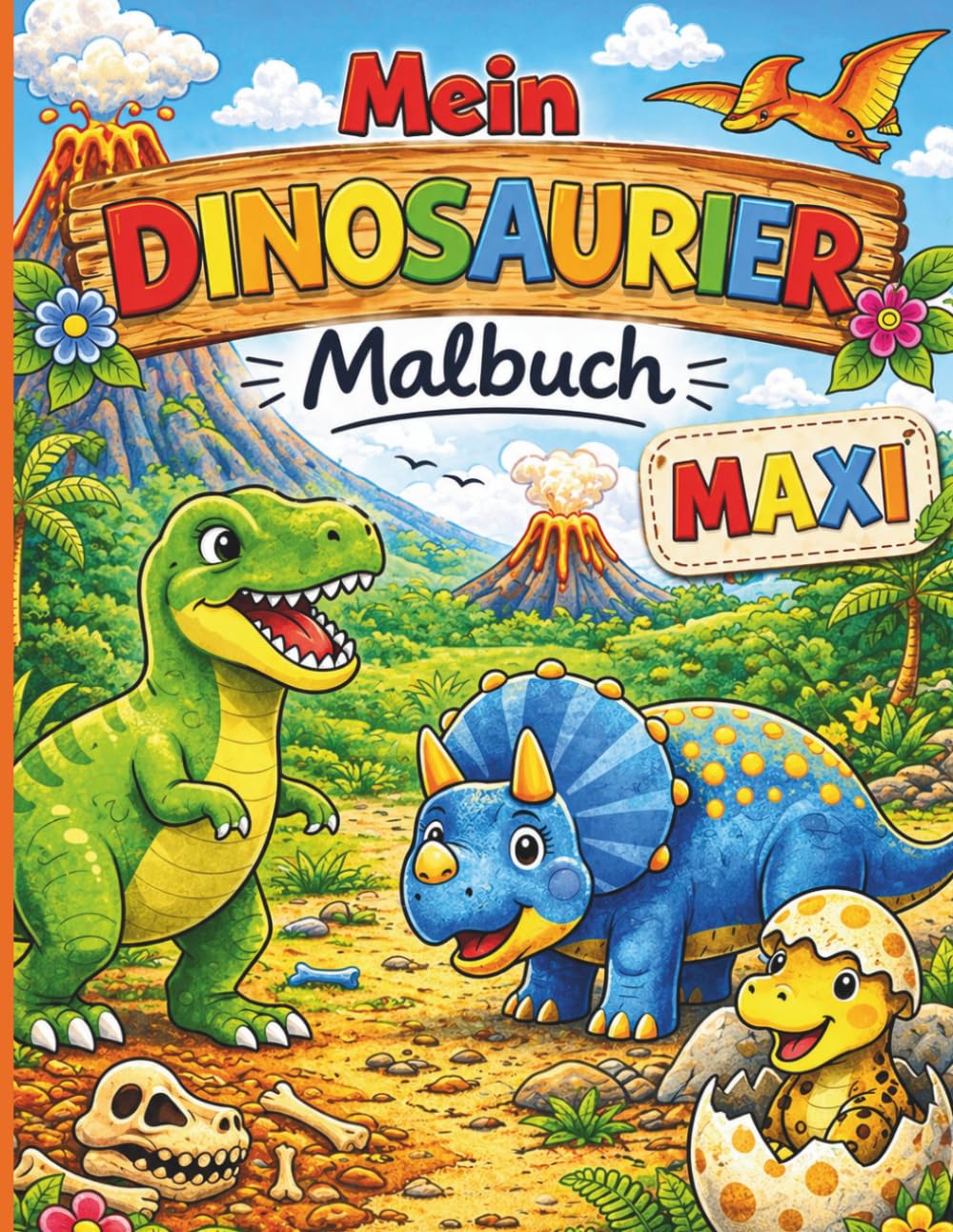 Mein Dinosaurier Malbuch - MAXI Ausgabe: Extra große Motive für langen Malspaß - ideal für zu Hause (Oma Irma Malbücher)