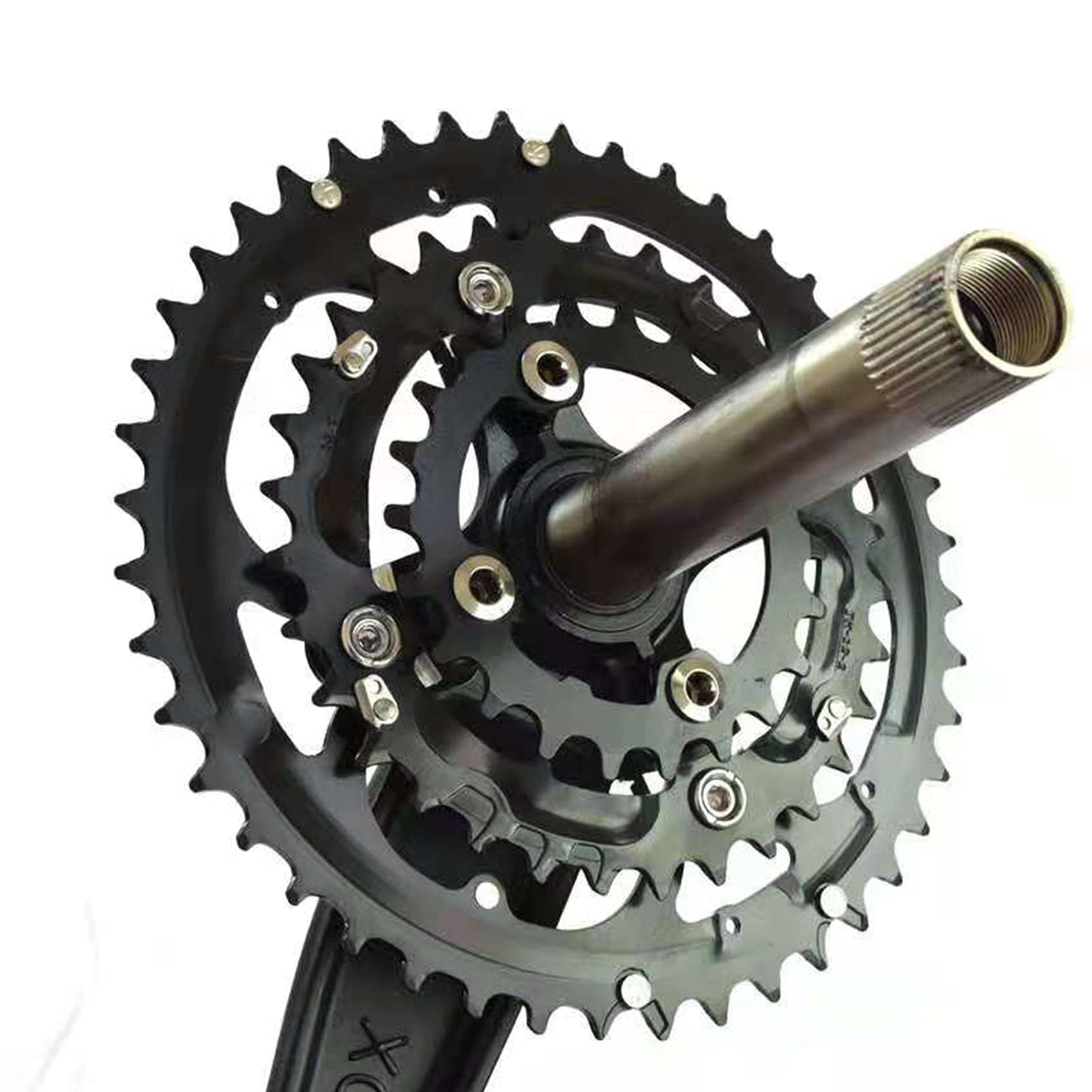 ENGWE MTB Juego de bielas para bicicleta de montaña de 27 velocidades, plato hueco integrado, piñón rojo