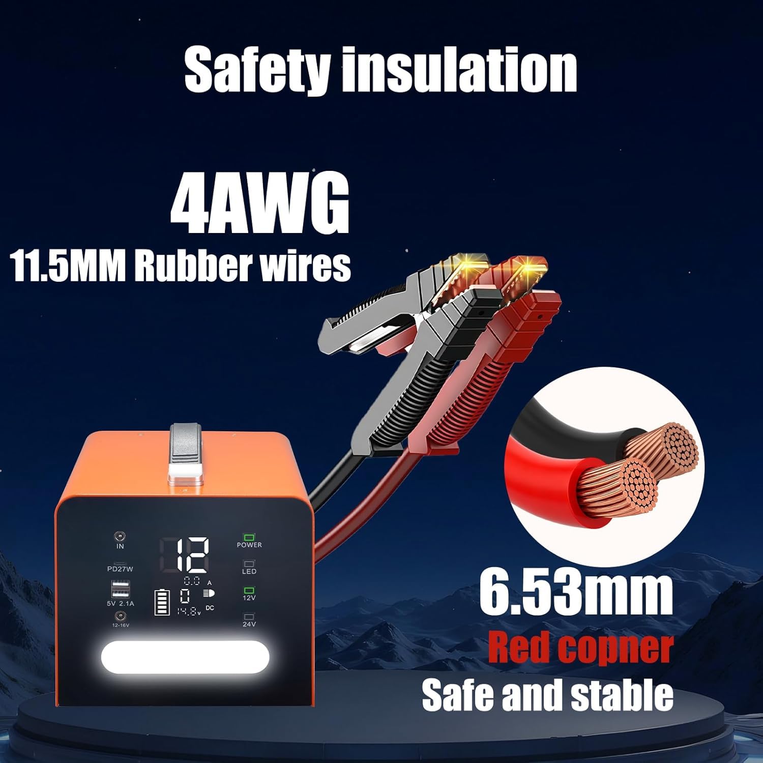 Avviatore di emergenza per camion, resistente, batteria da 18000 A 236,8 Wh adatto per motori diesel da 50 l, compatibile con avviatori di emergenza automobilistici da 12 V/24 V, può avviare veicoli