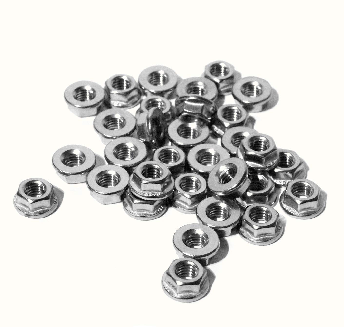 Dadi flangiati senza dentatura (liscia) M8 DIN 6923 in acciaio inox A2 V2A M8, 25 pezzi