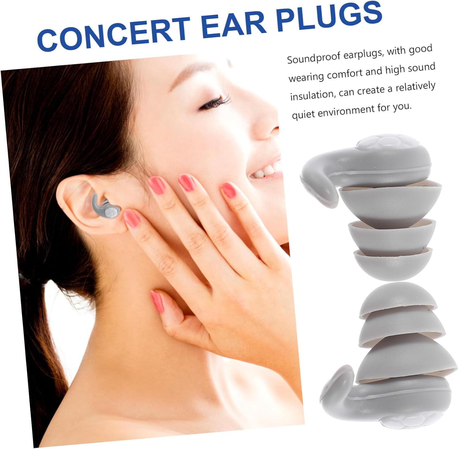 1pair Earplugs for Swimming Noise Blocking Ear Plugs for Adults Snoring Ear Plugs Silicone Noise Cancelling for Work