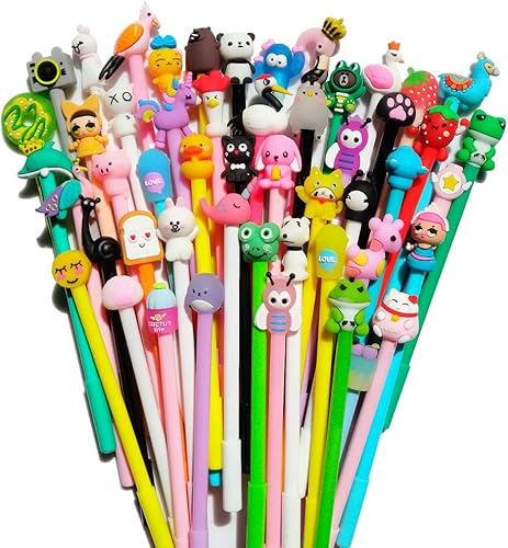 sencoo Paquete de 24 bolígrafos de gel negros de dibujos animados creativos de papelería escolar lindos bolígrafos para niños estudiantes Premio Boy
