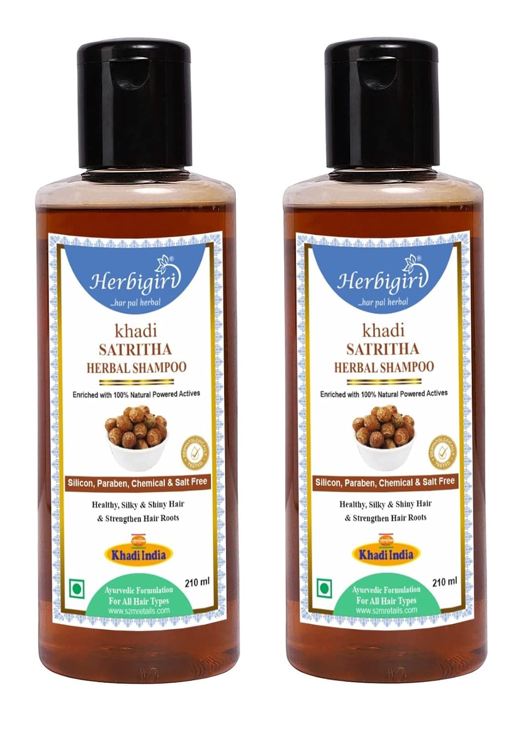 Buy Herbigiri Khadi Natural Satritha Herbal Shampoo 210ml Pack of 2
