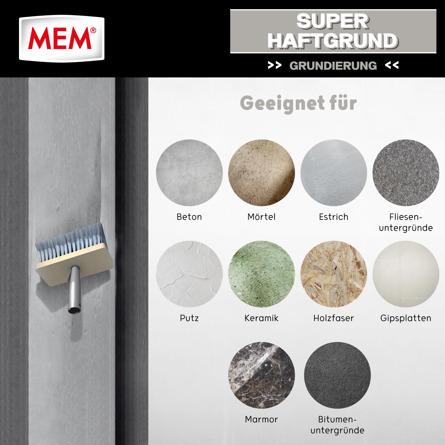 MEM Super-Haftgrund, Intensive Untergrundhaftung, Für saugende und nichtsaugende Untergründe, Lösemittelfrei, 10 l