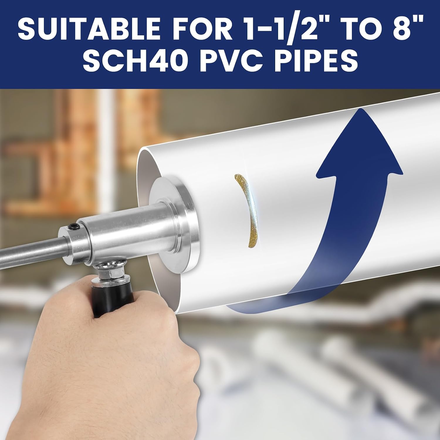 7 Inch Inside Pipe Cutter for PVC Pipe, 19 Pcs Cutter Tool Set with Adjustable Handle 5 Diamond Wheels 2 Hex Shank Gloves Saw Wire 6 Steel Saw Wires for Plumbing, Irrigation DIY Projects