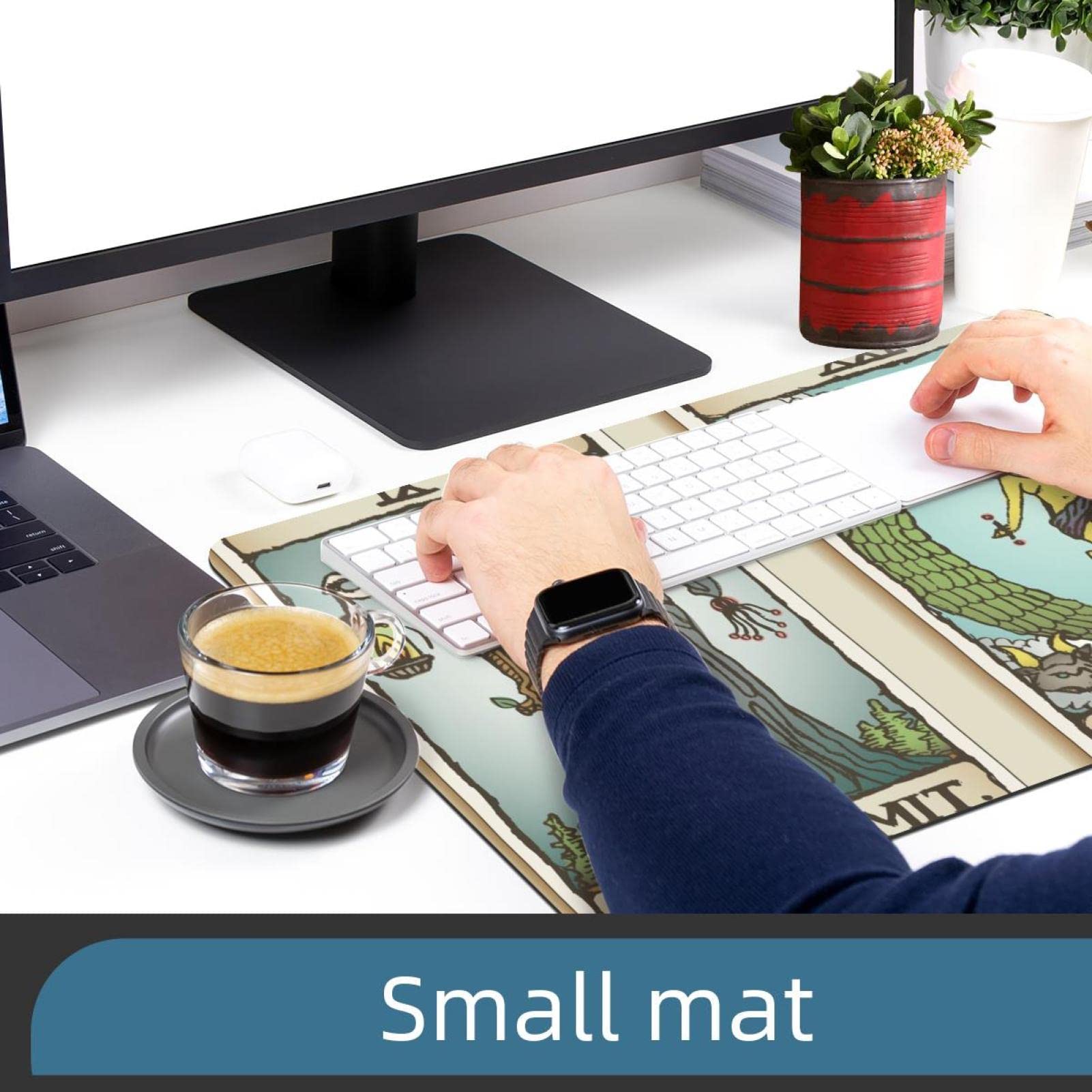 Sous-main de bureau multifonctionnel, 45,7 x 71,1 cm, motif cartes de tarot Hermit et le monde - Double usage - Pour le bureau ou la maison