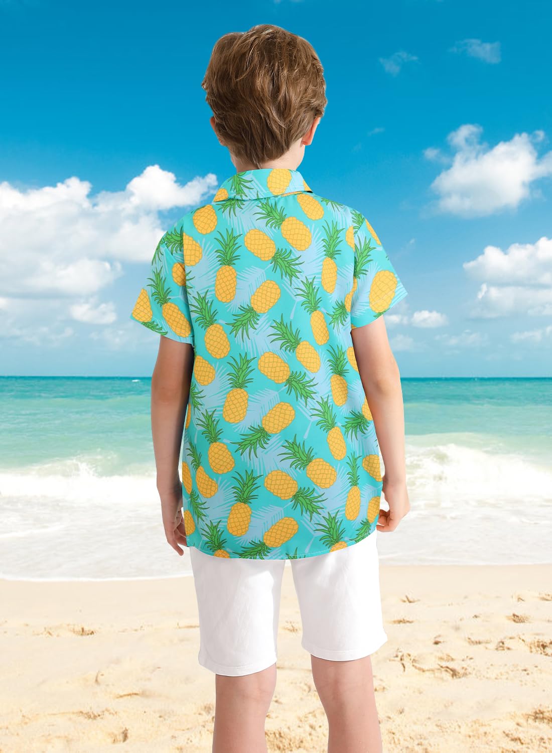 XiaoMoSha Camicie hawaiane per ragazzi Camicia a maniche corte Camicia hawaiana per ragazze Camicia estiva da spiaggia per bambini
