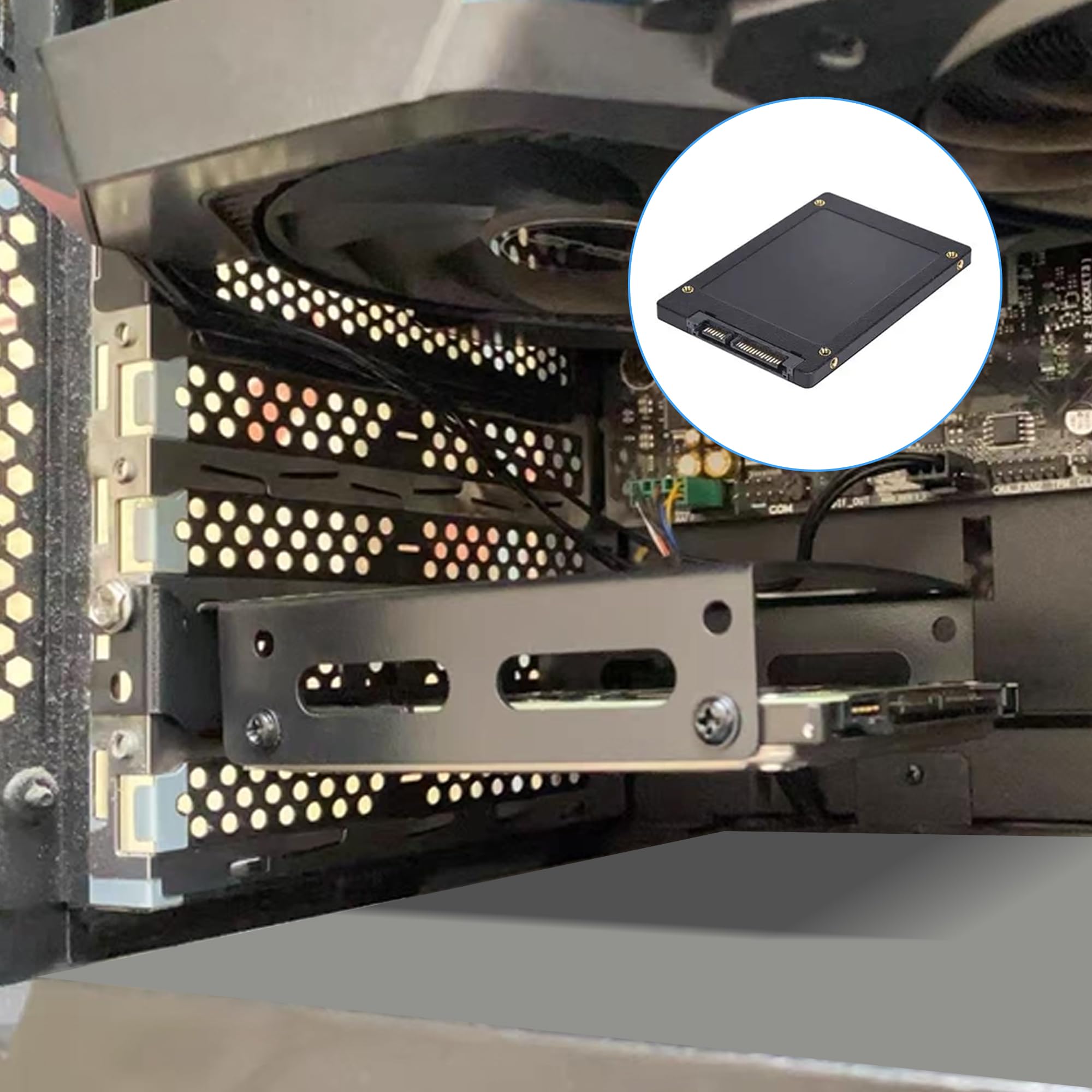 YAODHAOD Staffa di montaggio per pannello posteriore da 2,5 a 3,5", slot PCI per SSD PCI, 2 dischi rigidi interni da 2,5 pollici a PCI (nero 2,5", slot PCI da 12 cm)