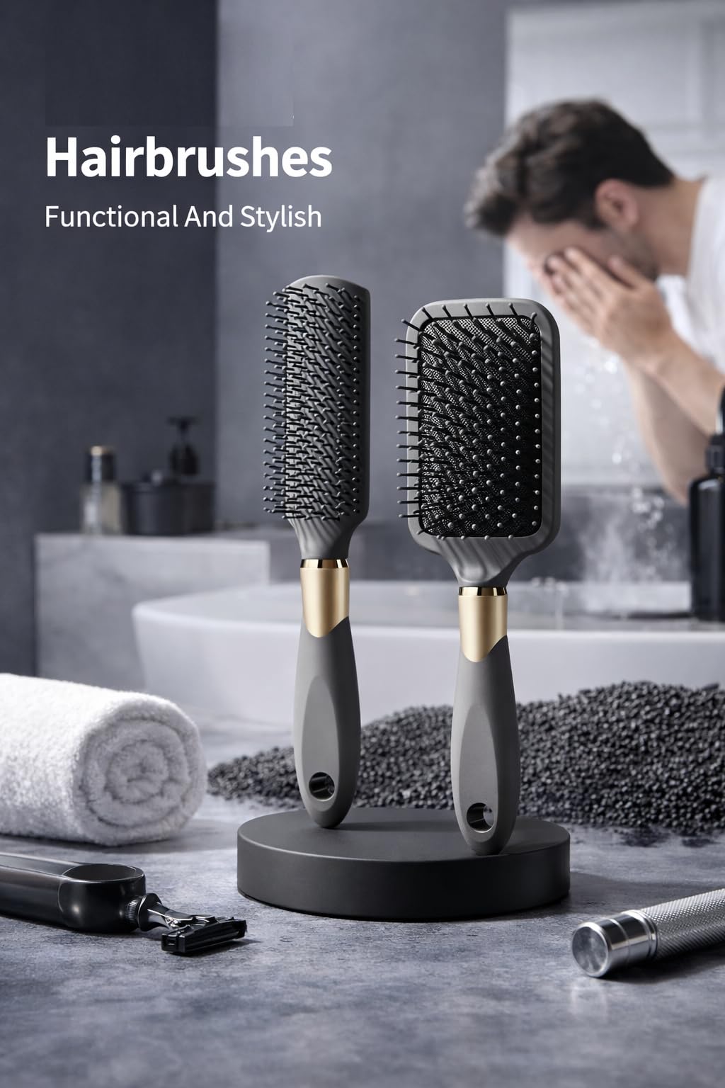 Netora Air Cushion Hair Brush Comb Set for Women & Men, Anti-Static Detangling Hair Brush, Paddle Brush for Wet & Dry Hair, Professional Styling Comb for Curly, Straight, Thick & Thin Hair (2 PCS) 4