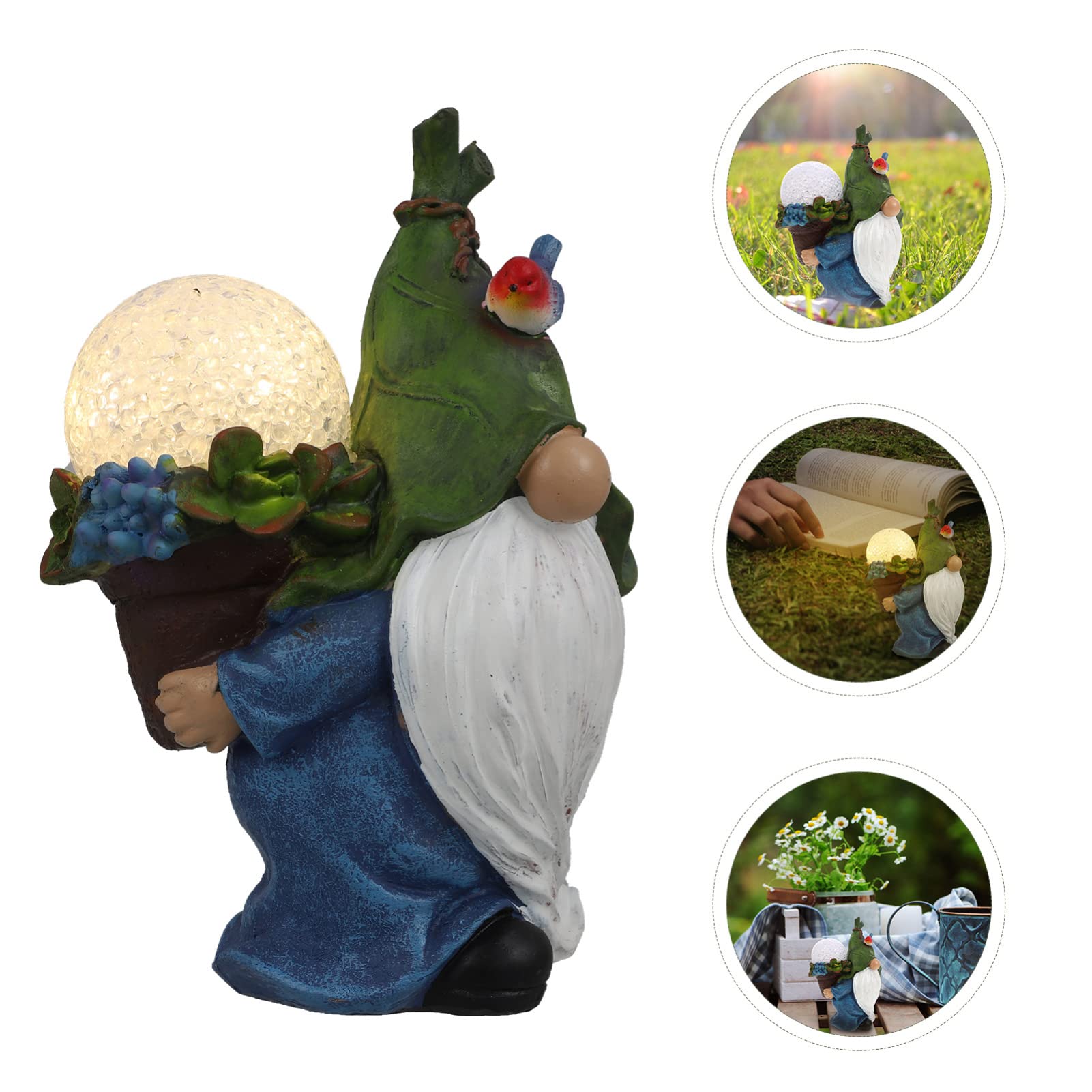Statue de GNOME de Jardin Solaire Lumineuse en Résine, 1 Pièce