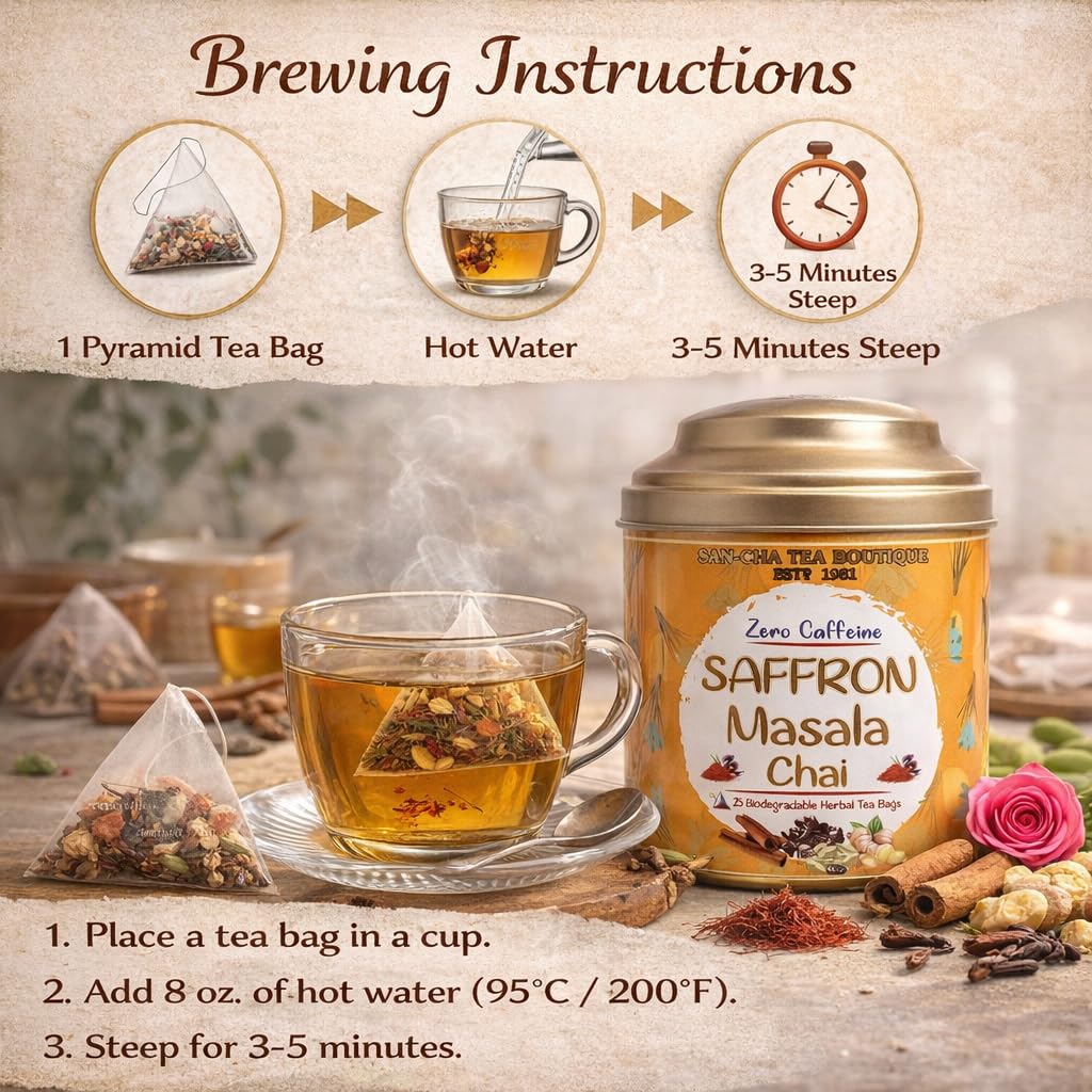 茶 SAN-CHA  Saffron Masala Chai Royal Saffron Masala Chai | Grand Cru Kesar Spiced Tea – Sancha