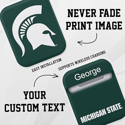 Miniatura 2 de AFFINITY BANDS Michigan State Spartans HDX - Funda con nombre personalizado compatible con Apple AirPods Gen 1 y 2 (clásico)