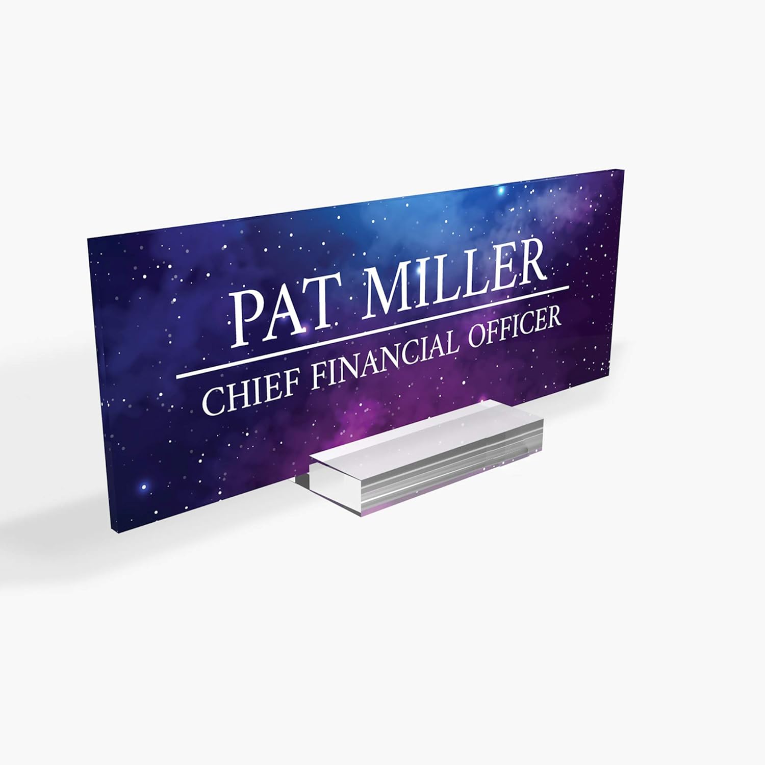 Personalized Desk Name Plate for Office Sign Modern Office Women Decor Home Desk Name Plate Teacher Desk Name Sign Holder Galaxy Sky - (8"x3")