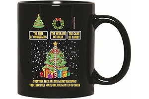 Christmas Holidays Candy Cane Holly Wreath Black Coffee Mug