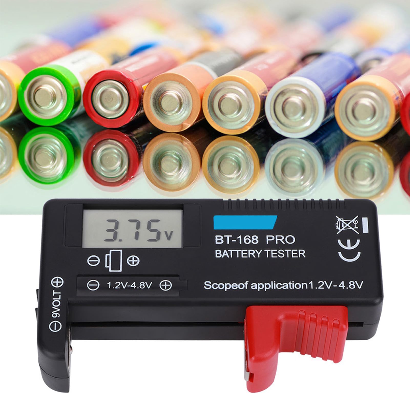 Tester Digitale della Batteria BT-168PRO, Tester del Livello di Durata della Batteria con Display LCD per CR2032 LR44 L736 6F22 9V AAA AA D C 16340 14500 10440, ecc.