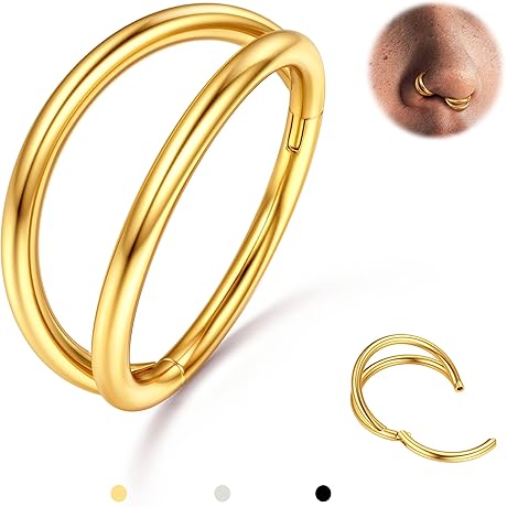 Triple Hoop Nose Ring - 20G Septum Piercing Jewelry