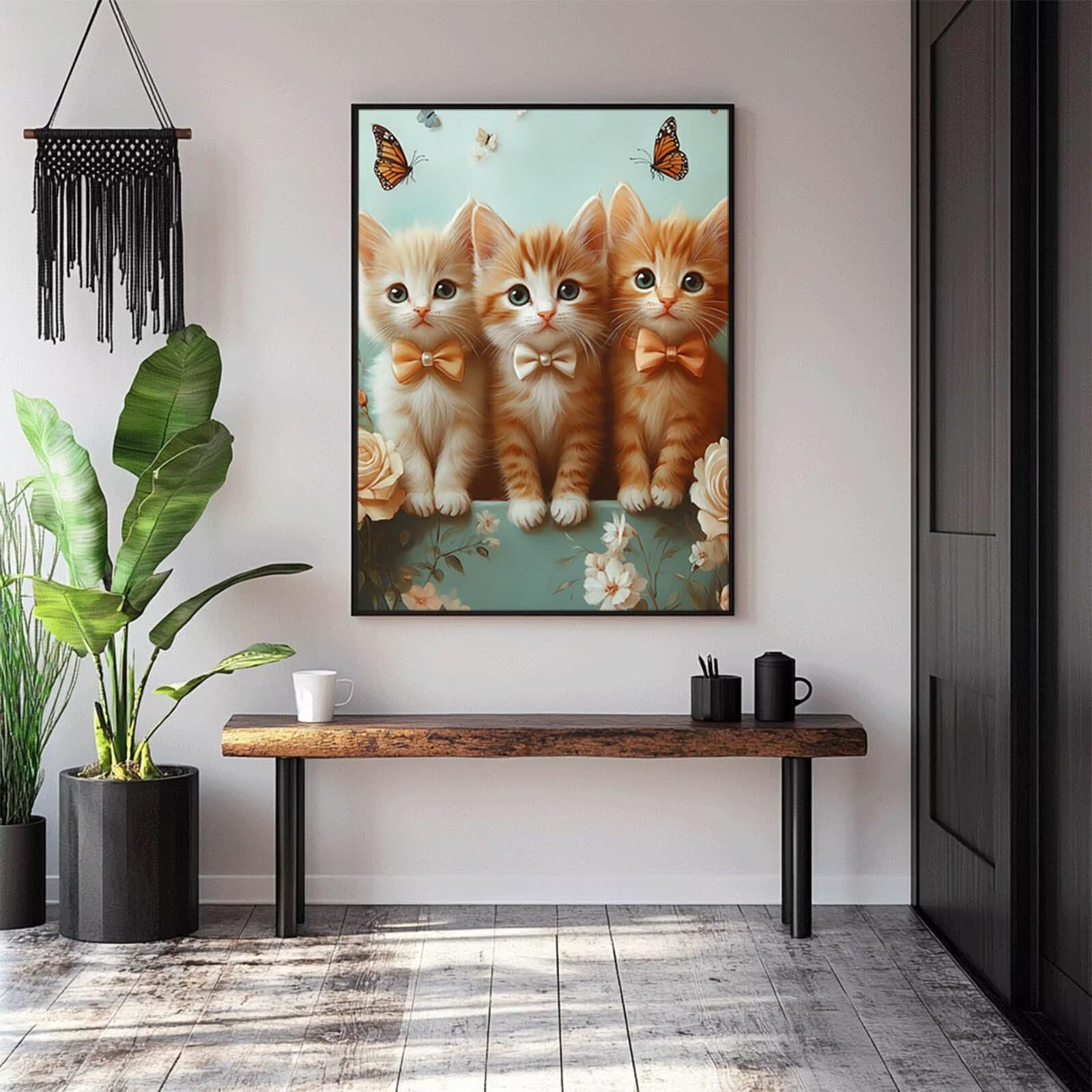 5D DIY diamentowy obraz motyl zestaw do malowania diamentami dla dorosłych i dzieci pełny kot diamentowy obraz krzyż Embroidery łatwy dla początkujących, sztuka kryształowa dekoracja ścienna, prezent